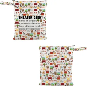 VAMSII Theatre Lover Waterproof Reusable Wet Bag Theater Geek Definition Travel Bag Theater Addict Washable Bag Musical Lover Gift (Theater Geek W)