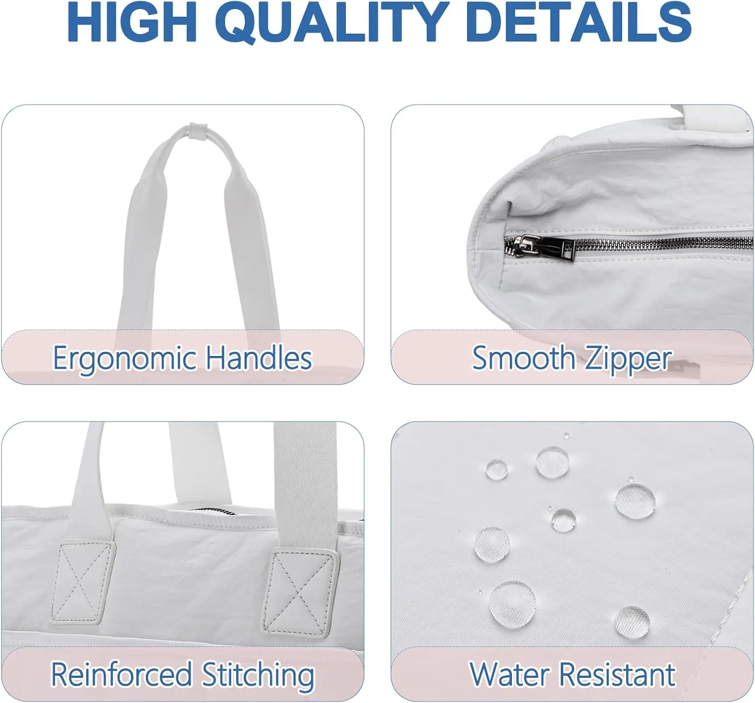 VASCHY Puffer Tote Bag for Women, Lightweight Quilted Tote Purse with Laptop Compartments Zipper for Work/Teacher/Travel/Gym Beige