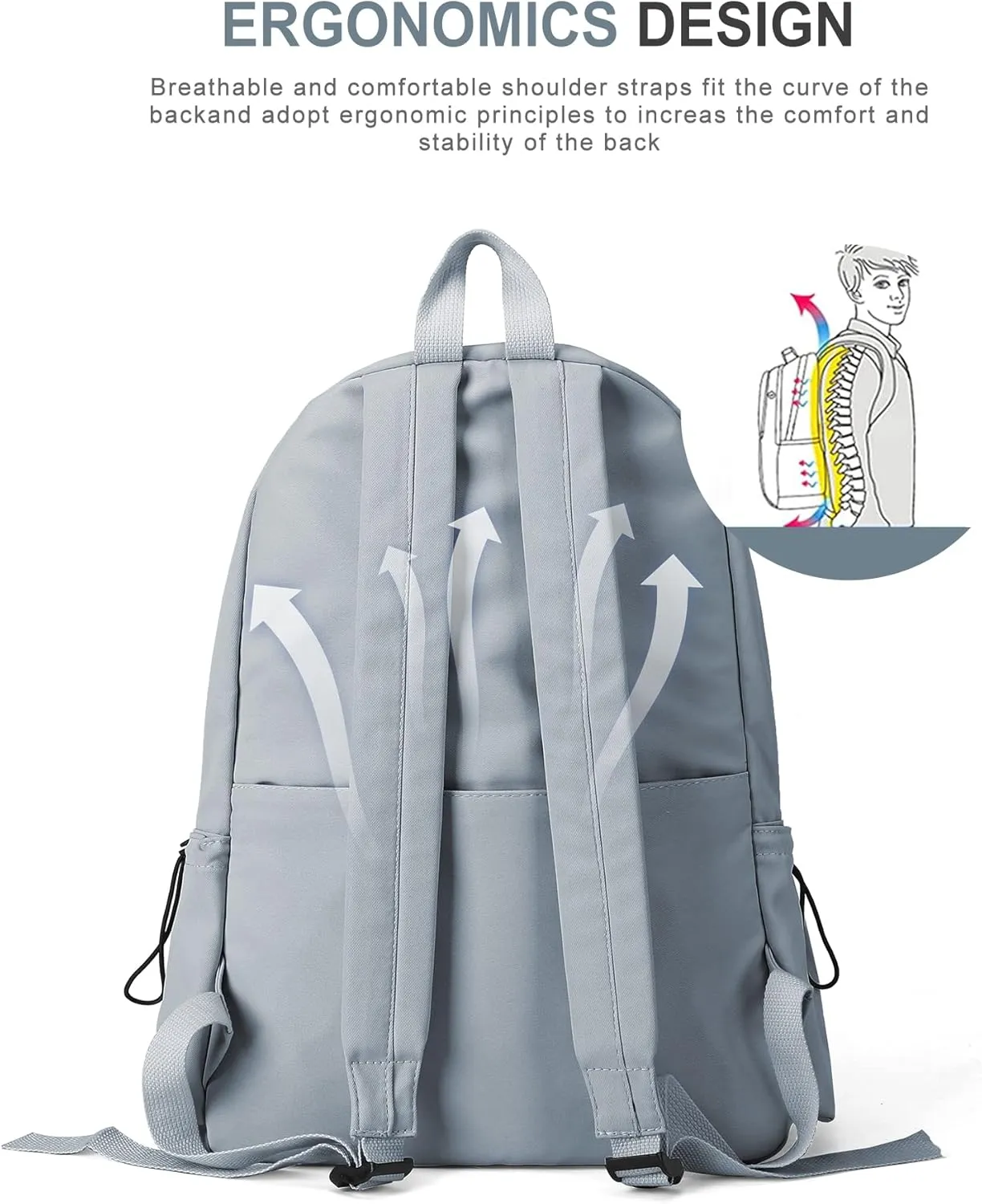 VECAVE School Backpack Blue Waterproof Bookbag Casual Lightweight Travel Rucksack Daypack Backpacks for Men Women College High School Bags backpack for Boys Girls Teens