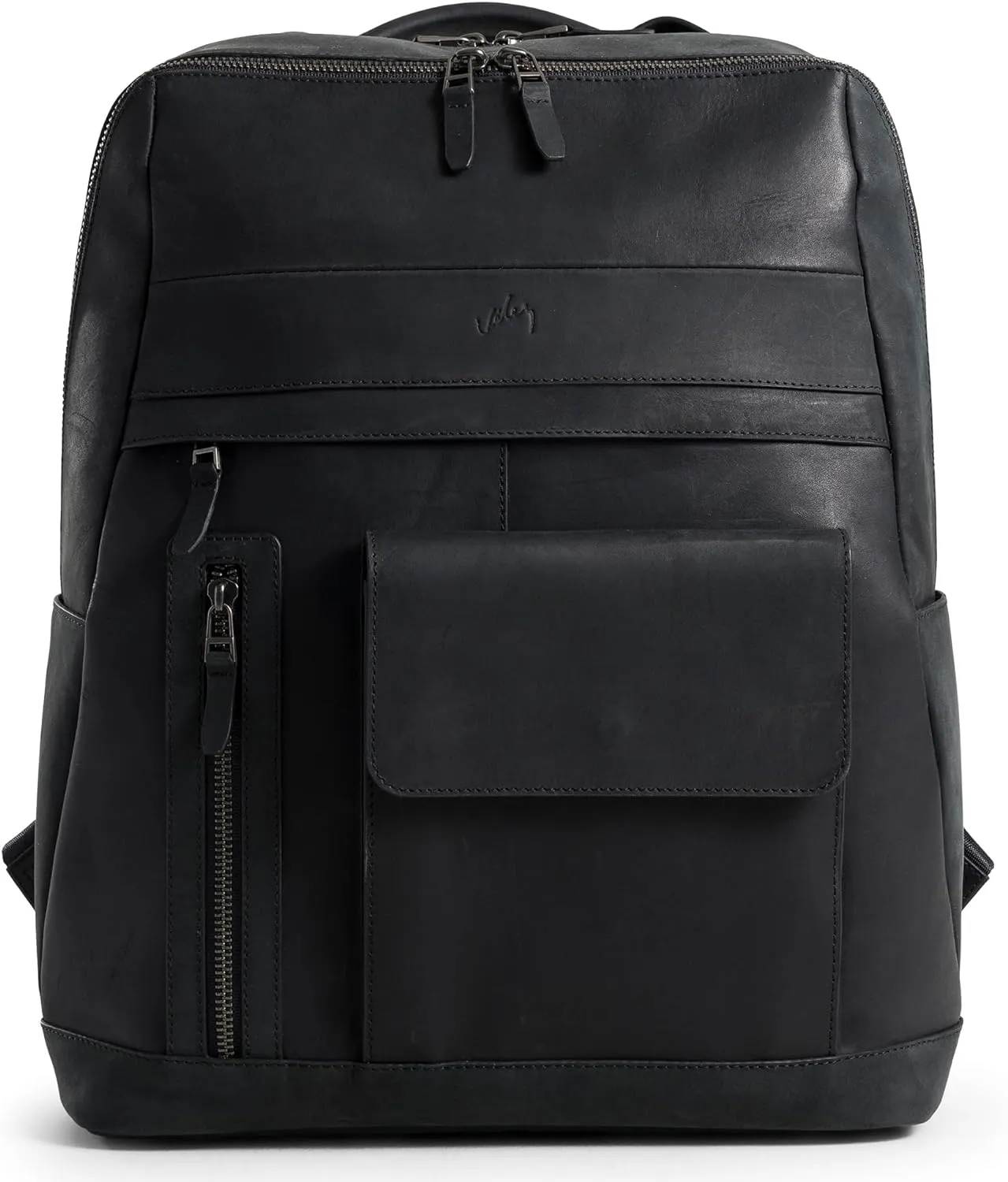 VELEZ Black Top Grain Leather Backpack For Men and Women | 17 inch Laptop Bag Large Capacity | Casual Daypack | Shoulder Backpacks | Business Travel Work Bags