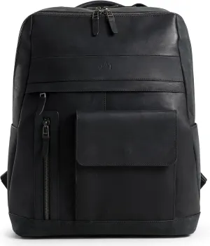 VELEZ Black Top Grain Leather Backpack For Men and Women | 17 inch Laptop Bag Large Capacity | Casual Daypack | Shoulder Backpacks | Business Travel Work Bags