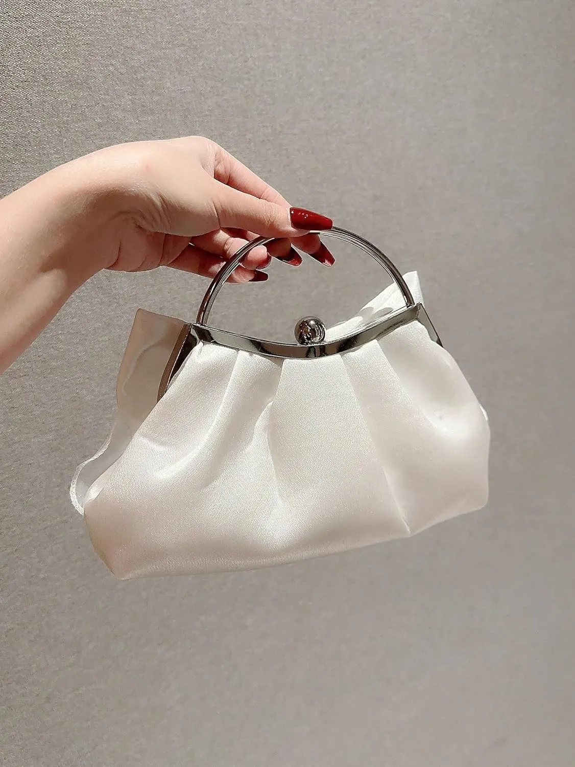 Verdusa Women's Bowknot Evening Bag Ruched Clutch Purse Party Handbag with Chain Strap