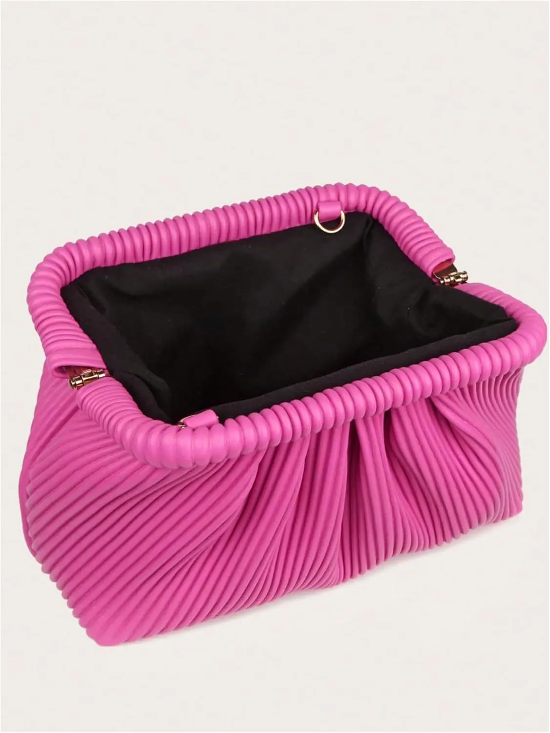 Verdusa Women's Ruched Clutch Purses Makeup Bag Pleated PU Leather Evening Handbags