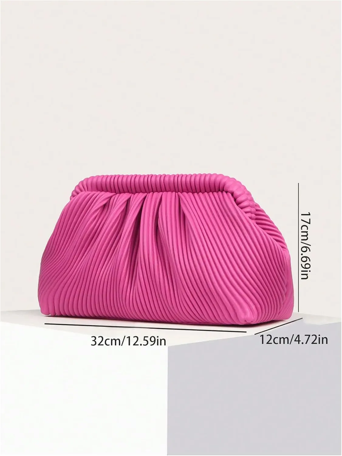 Verdusa Women's Ruched Clutch Purses Makeup Bag Pleated PU Leather Evening Handbags