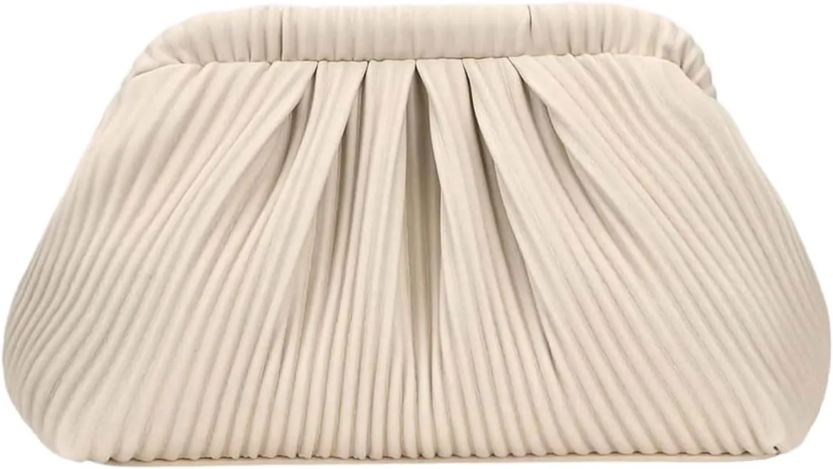 Verdusa Women's Ruched Clutch Purses Makeup Bag Pleated PU Leather Evening Handbags