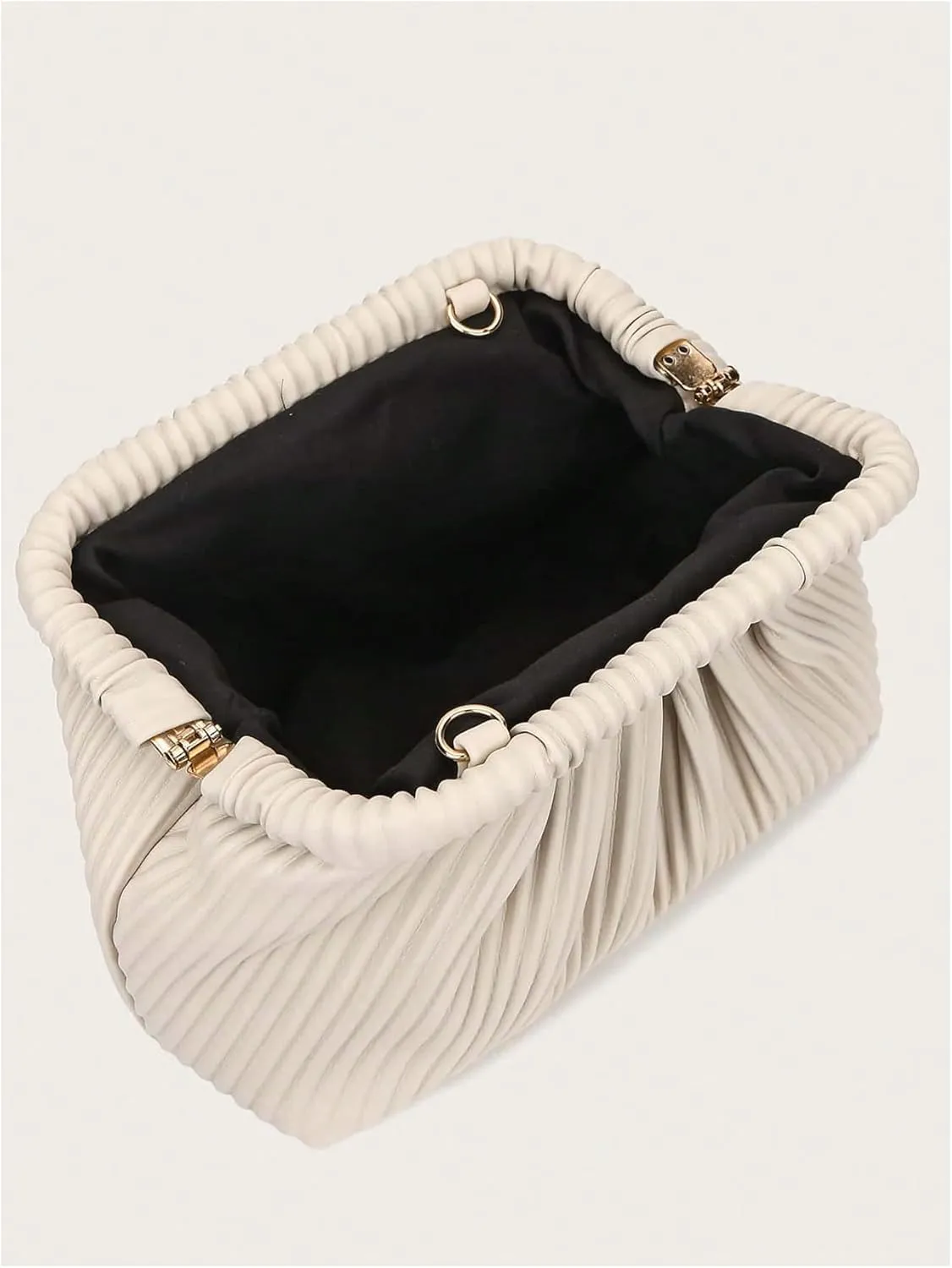 Verdusa Women's Ruched Clutch Purses Makeup Bag Pleated PU Leather Evening Handbags