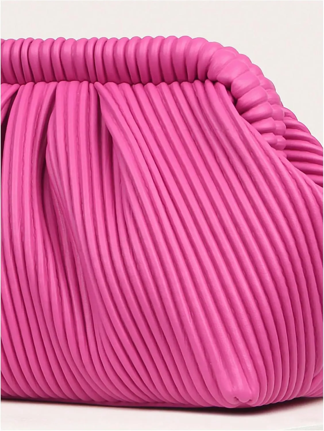 Verdusa Women's Ruched Clutch Purses Makeup Bag Pleated PU Leather Evening Handbags