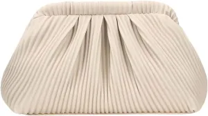 Verdusa Women's Ruched Clutch Purses Makeup Bag Pleated PU Leather Evening Handbags