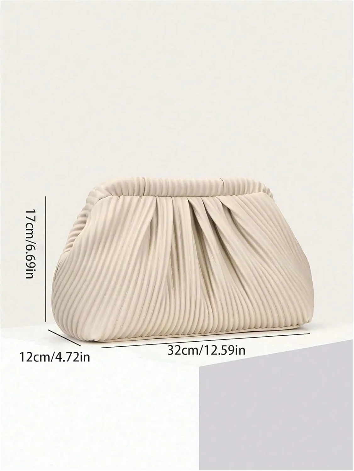 Verdusa Women's Ruched Clutch Purses Makeup Bag Pleated PU Leather Evening Handbags