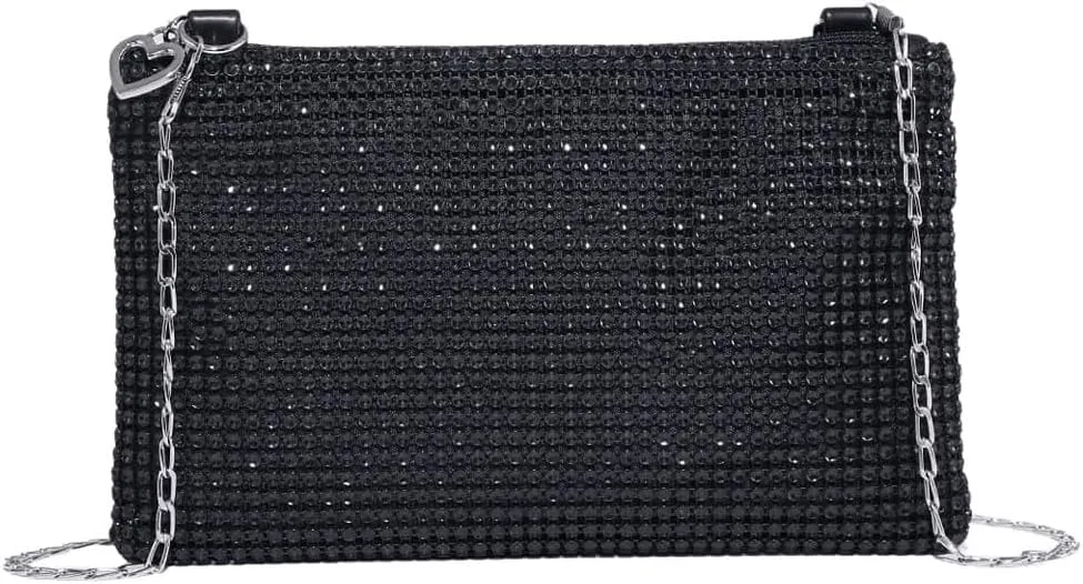 Verdusa Women's Shiny Mini Rhinestone Square Bag Sparkle Clutch Purse Wedding Evening Party Handbags