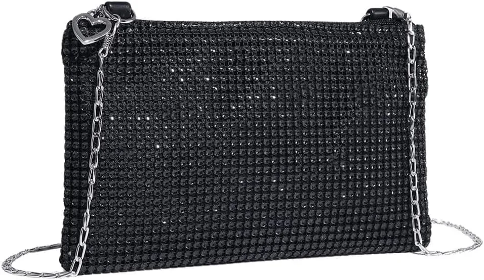 Verdusa Women's Shiny Mini Rhinestone Square Bag Sparkle Clutch Purse Wedding Evening Party Handbags