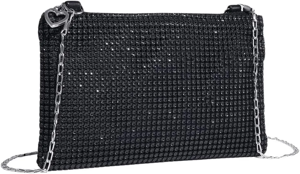 Verdusa Women's Shiny Mini Rhinestone Square Bag Sparkle Clutch Purse Wedding Evening Party Handbags