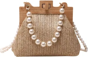 Verdusa Women's Striped Clutch Purse Handbags Kiss Lock Crossbody Bag