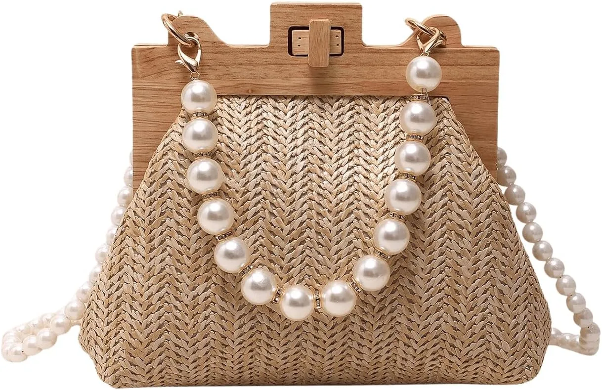 Verdusa Women's Striped Clutch Purse Handbags Kiss Lock Crossbody Bag