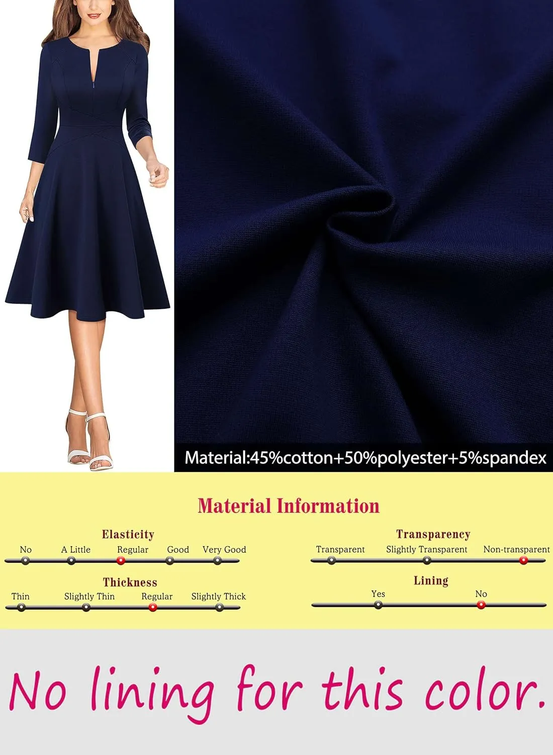 VFSHOW Womens Front Zipper Crisscross Waist Slim Wear to Work Business Office Fit and Flare A-Line Dress
