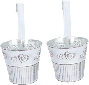 VICASKY 2pcs Iron Flower Baskets Modern Outdoor Hanging Planter Home Decor Balcony Hanging Buckets Unique Flower Pots