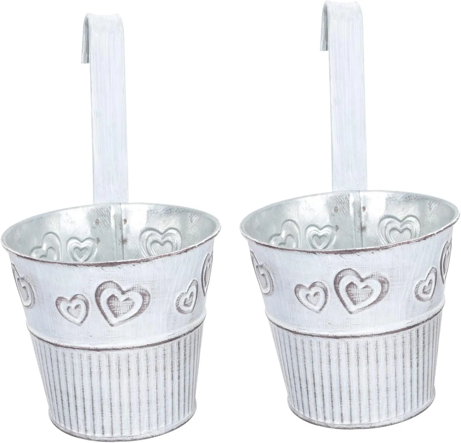 VICASKY 2pcs Iron Flower Baskets Modern Outdoor Hanging Planter Home Decor Balcony Hanging Buckets Unique Flower Pots