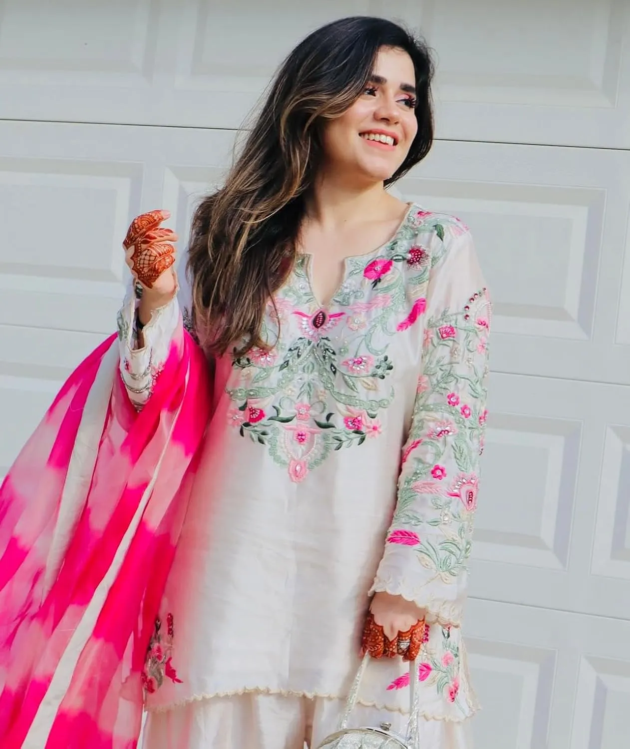 Vichitra Silk Embroidered Kurti Palazzo Set with Real Mirror Work & Organza Printed Dupatta | Fully Stitched | M to XXL