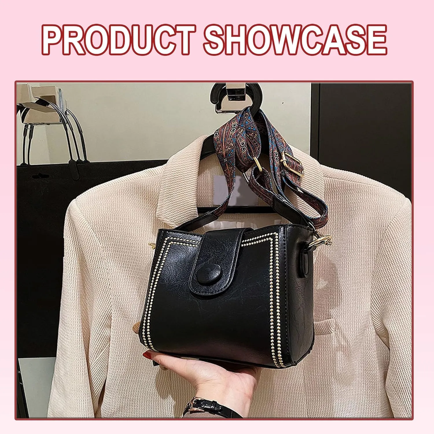Vintage Fashion Bag with Adjustable Wider Shoulder Strap Bucket Bag,Birthday Gifts for Women