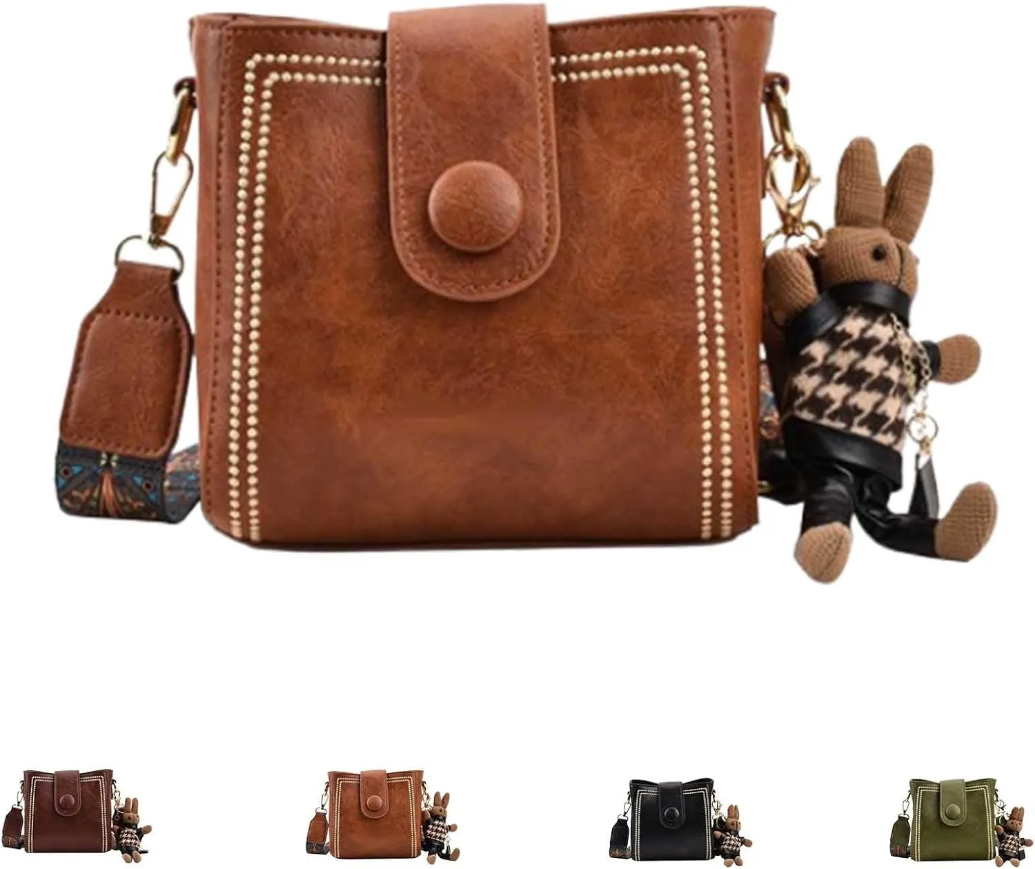 Vintage Fashion Bag with Adjustable Wider Shoulder Strap, Vintage Retro Small Water Bucket Bag