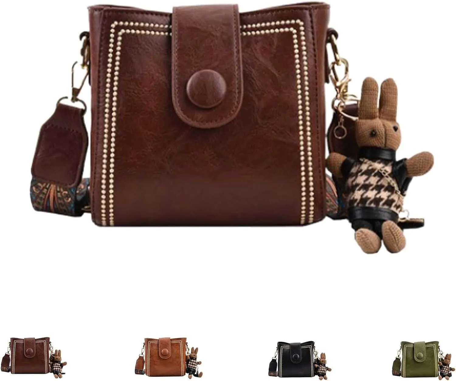Vintage Fashion Bag with Adjustable Wider Shoulder Strap, Vintage Retro Small Water Bucket Bag