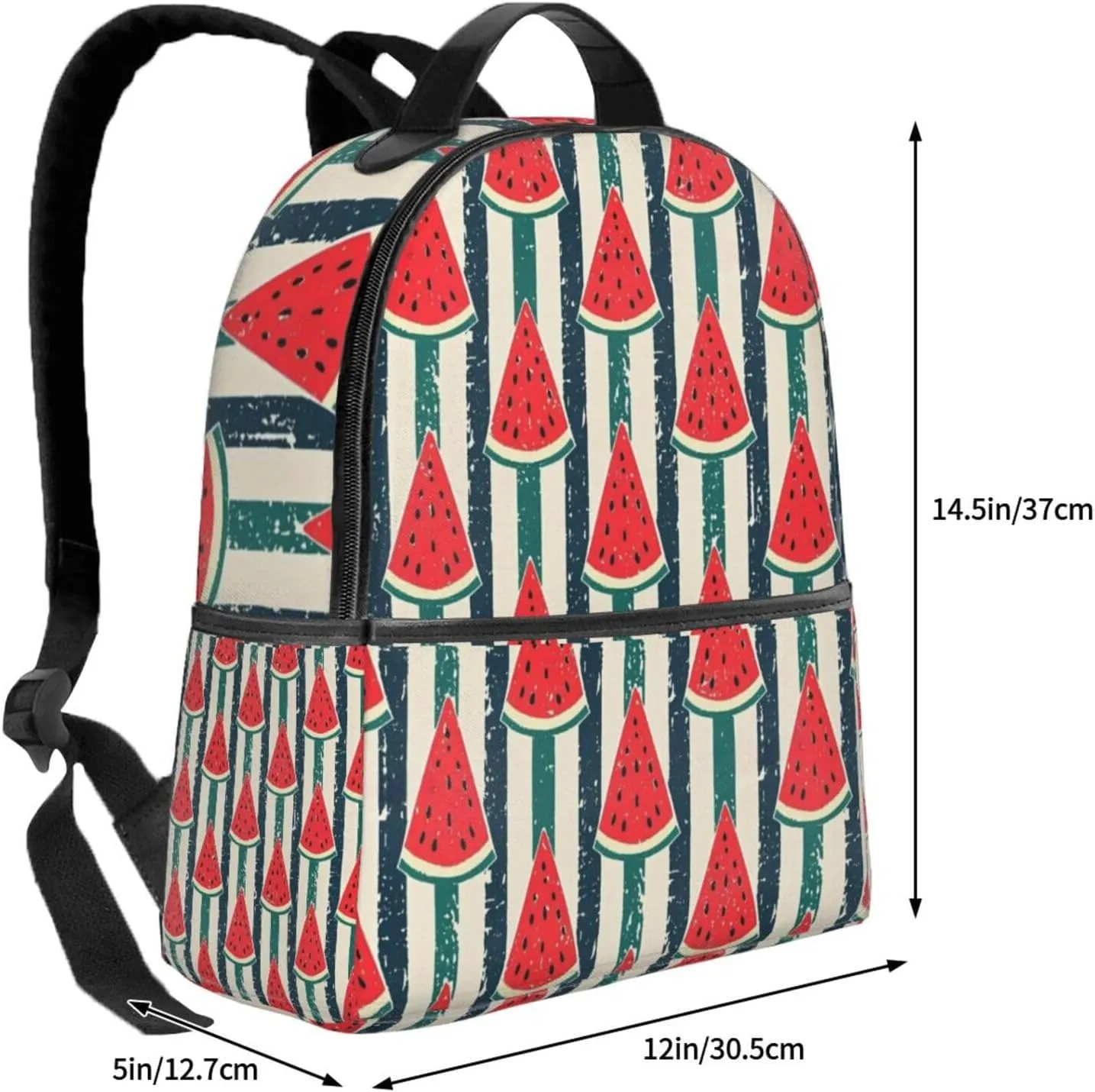 Vintage Watermelon Stripes Adult Backpacks 14 Inch Laptop Backpack Double Shoulder Bag for Work Travel Gifts