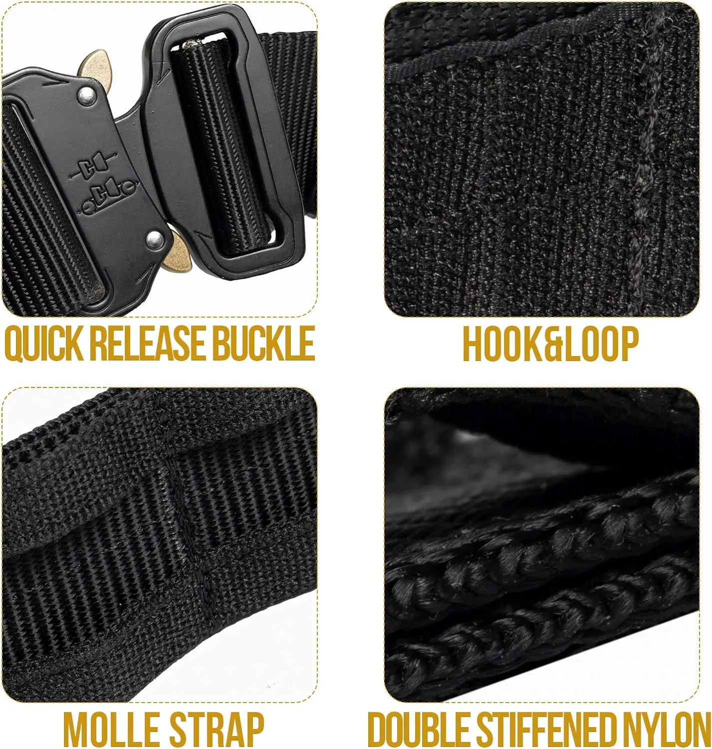 VISMIX Tactical Belt, Quick Release 1.75" MOLLE Battle Belt with Inner Belt and Anti-Slip Pad- Heavy Duty Battle Belts