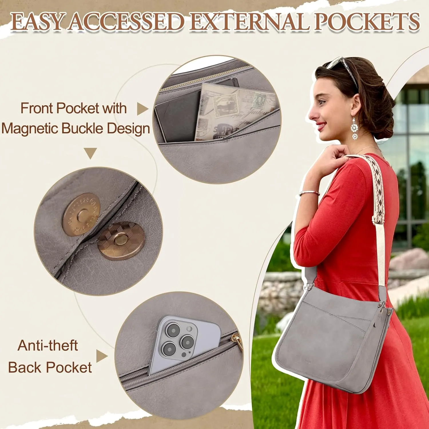 VX VONXURY Shoulder Bag for Women,Trendy Vegan Leather Crossbody Bag,Fashion Bucket Bag with 2PCS Adjustable Straps