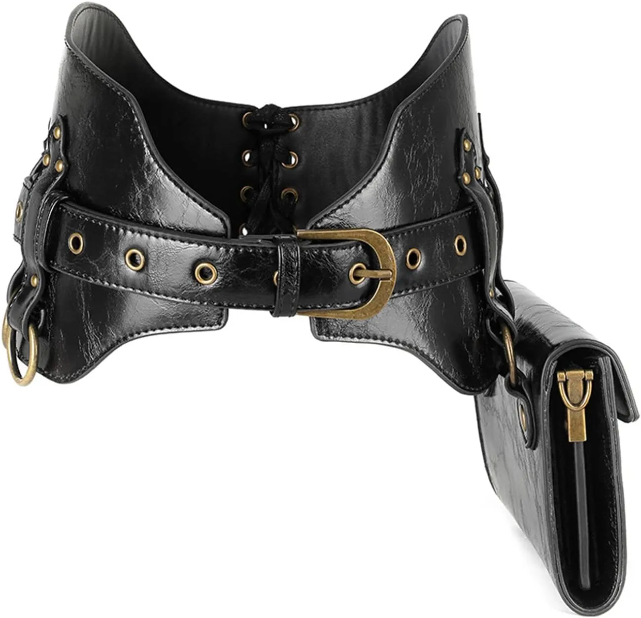 Waist Bag Belt Purse Fanny Pack Crossbody Motorcycle Hiking Phone Holder Wallet Vintage Leather Casual Fashion Daypack Gothic Festival Costume Hip Pouch for Women Men (Waist)