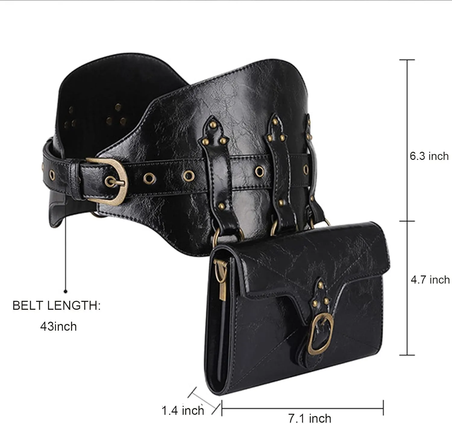 Waist Bag Belt Purse Fanny Pack Crossbody Motorcycle Hiking Phone Holder Wallet Vintage Leather Casual Fashion Daypack Gothic Festival Costume Hip Pouch for Women Men (Waist)