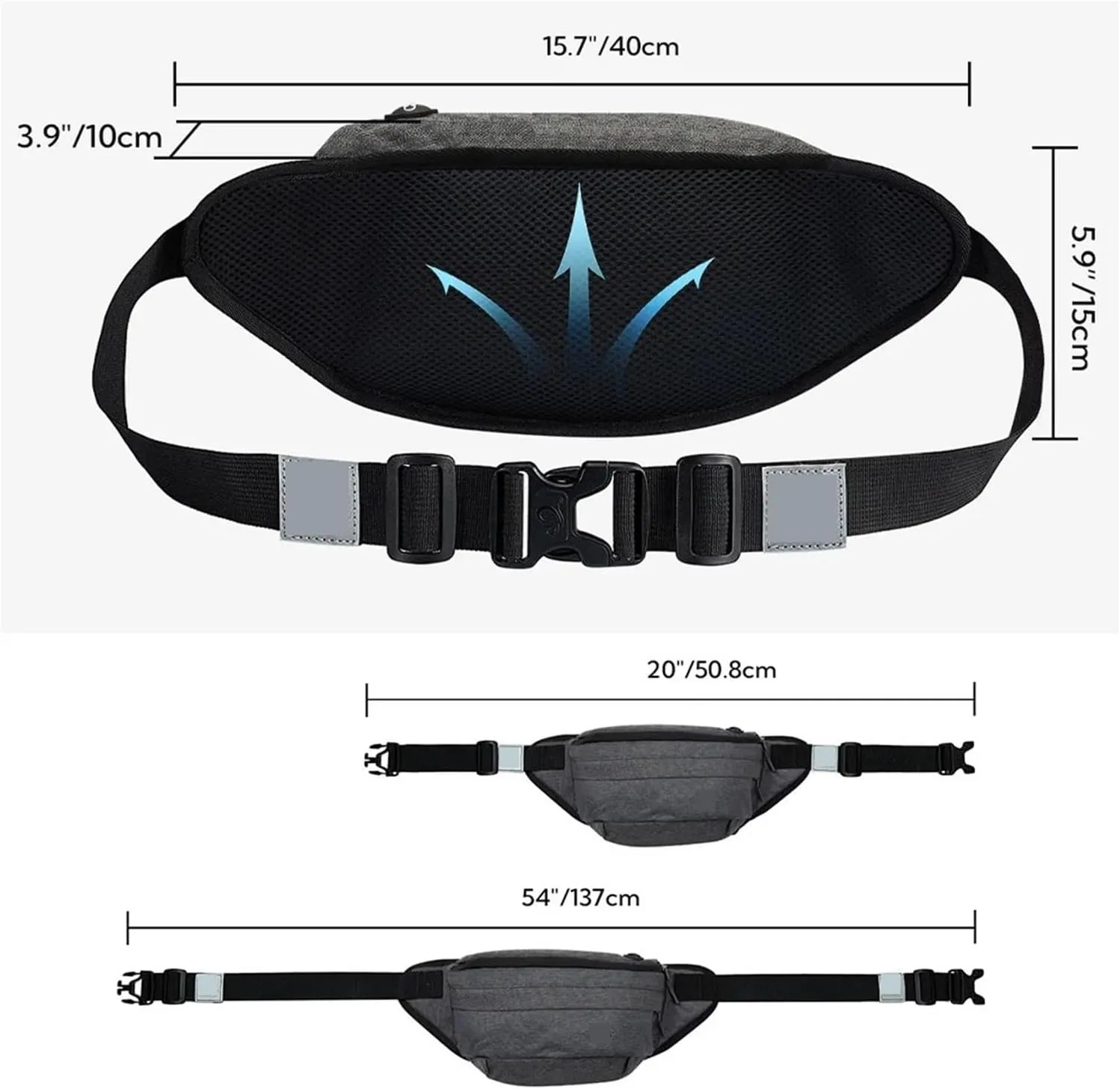 Waist Bag Men Women resist Large Hiking Belt Bags Shoulder Crossbody Running Walking(Sapphire Blue)