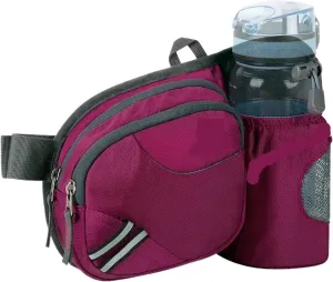 Waist Bag Women Men With Bottle Holder Hiking Belt Bum Bags Running Walking(Pink)