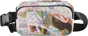 Waist Pack Watercolored Science Pink Space Math Biology Belt Bag Hip Bag Small Sling Gym Bag Pouch Purse Women Men Crossbody Shoulder Bag