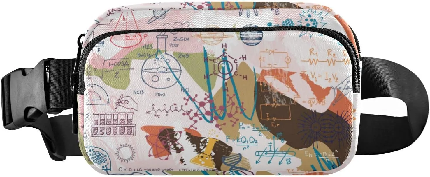 Waist Pack Watercolored Science Pink Space Math Biology Belt Bag Hip Bag Small Sling Gym Bag Pouch Purse Women Men Crossbody Shoulder Bag