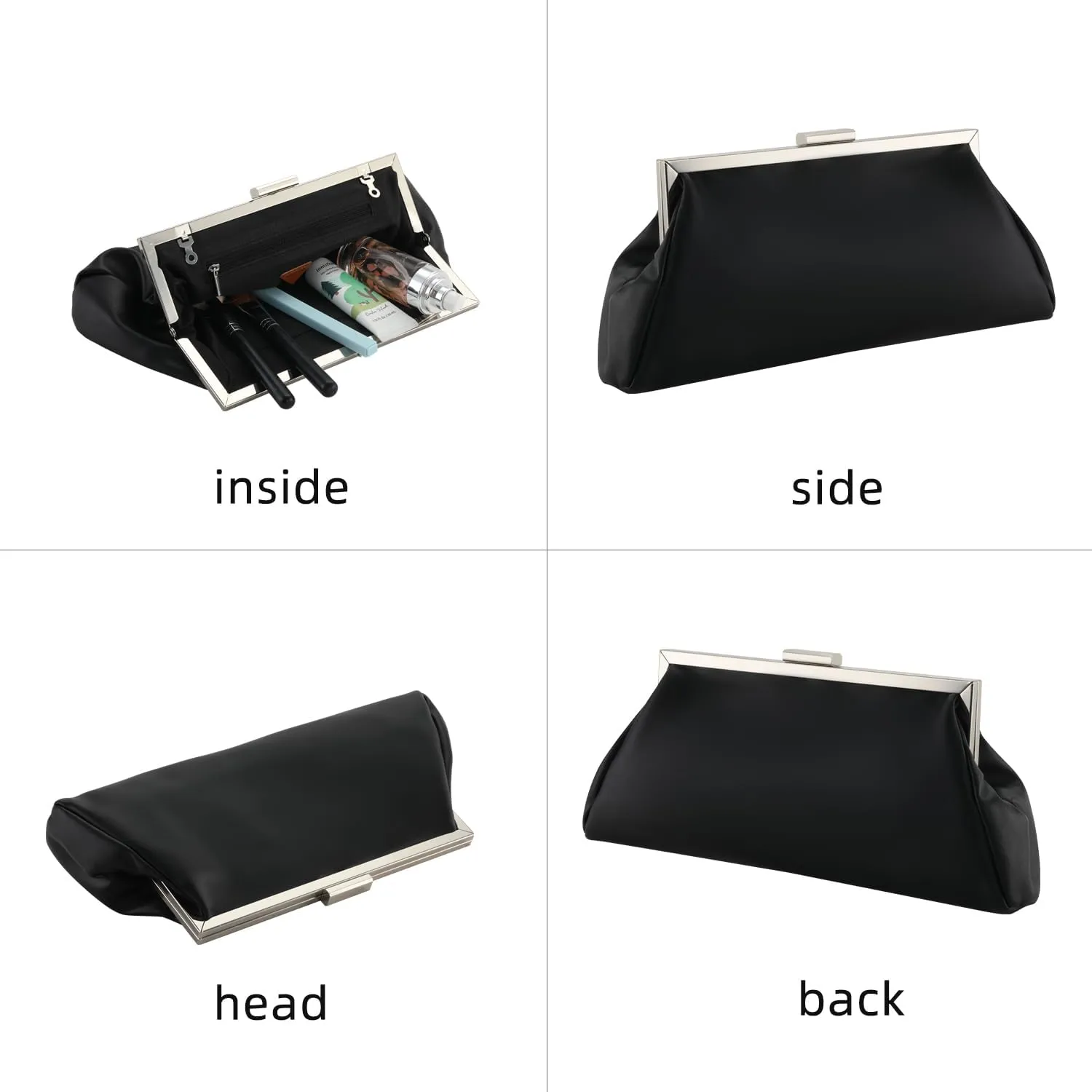WALLYN'S Elegant Pleated Leather Clutch Purse,Soft Pleated Evening Handbag for Women Formal,Weddings,Proms,Cocktail-Gemma