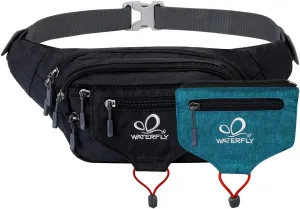 WATERFLY Large Fanny Pack Waist Bag: Multipocket Woman Man Waist Pack Runner Hip Pouch Purse Belt Bag Water Resistant Bum Bag Fit All Phones for Walking Jogging Running Cycling Travelling Hiking