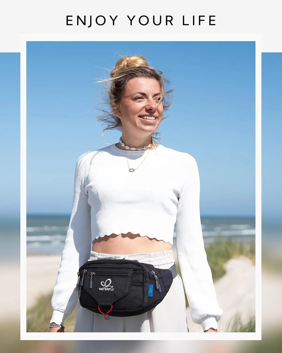 WATERFLY Large Fanny Pack Waist Bag: Multipocket Woman Man Waist Pack Runner Hip Pouch Purse Belt Bag Water Resistant Bum Bag Fit All Phones for Walking Jogging Running Cycling Travelling Hiking