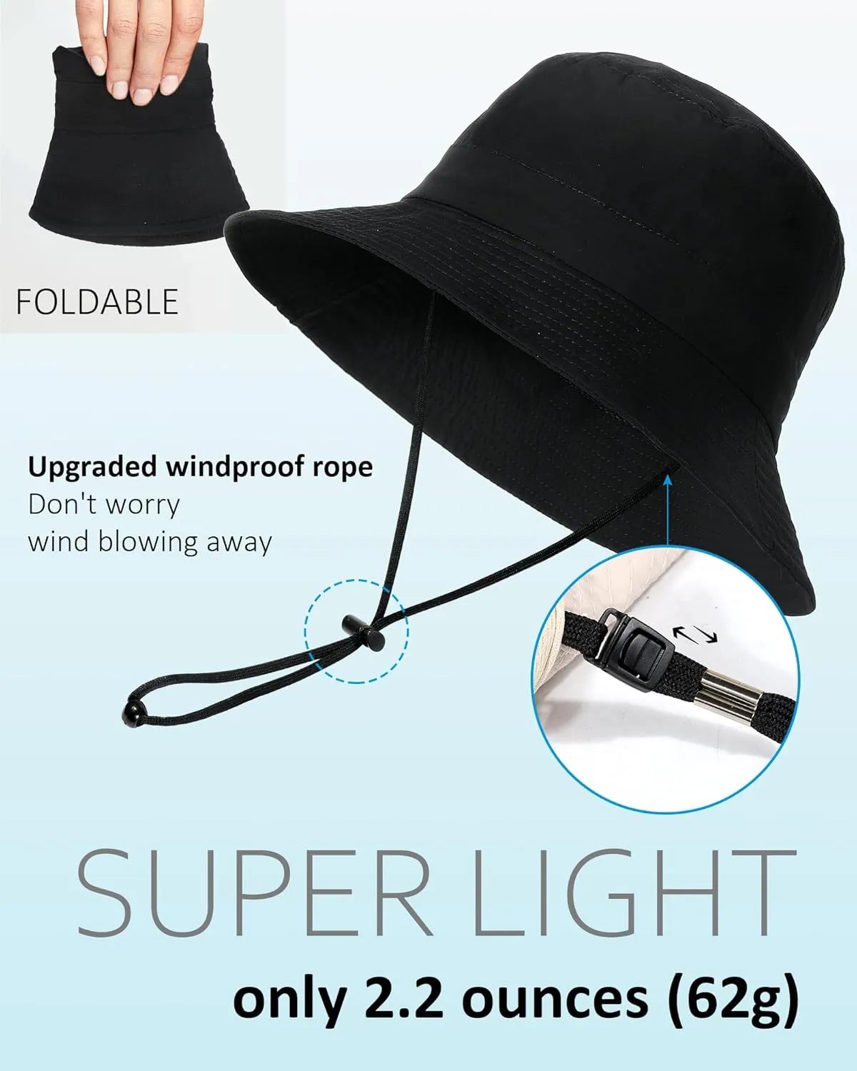 Waterproof Bucket Hat for Women Men Rain Hat UPF 50  Wide Brim Boonie Sun Hat Foldable Summer Floppy Beach Fishing Safari Hat