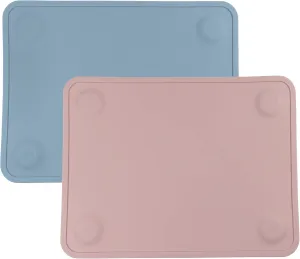 WeeSprout Silicone Suction Placemats for Babies, Toddlers & Kids, Durable Food Grade Silicone with Non-Slip Suction, Dishwasher Safe, for Dining Table & Restaurants   Travel Case, 2 Pack