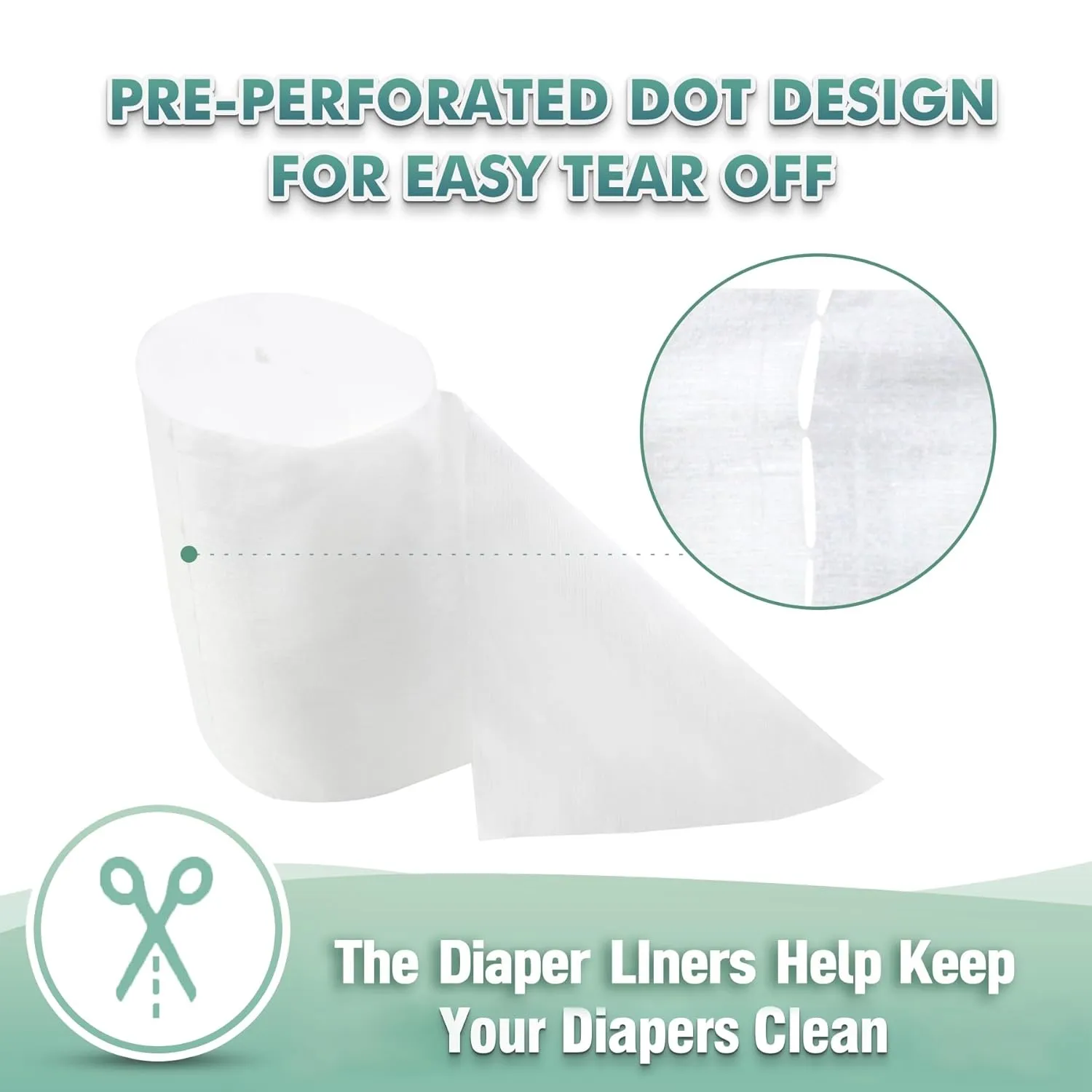 wegreeco Unscented Diaper Liners - Fragance Free and Chlorine Free Cloth Diaper Liners - 100 Sheets Per Roll (5 Roll)