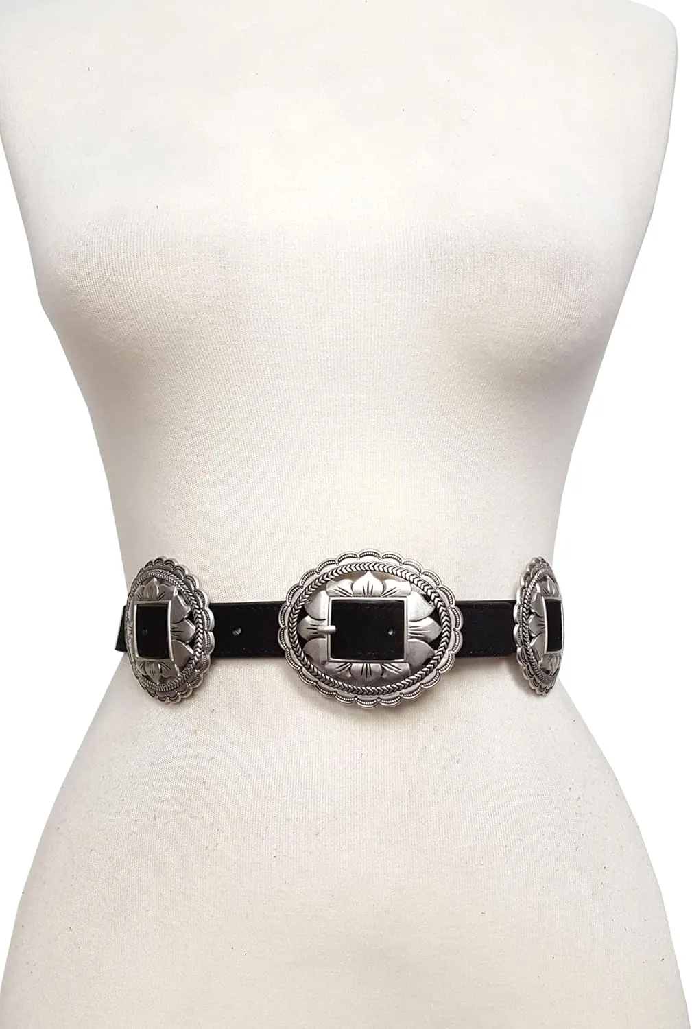 Western Floral Concho Belt in genuine Suede Leather Belt