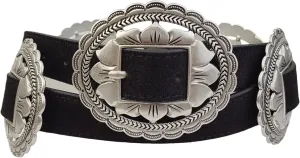 Western Floral Concho Belt in genuine Suede Leather Belt