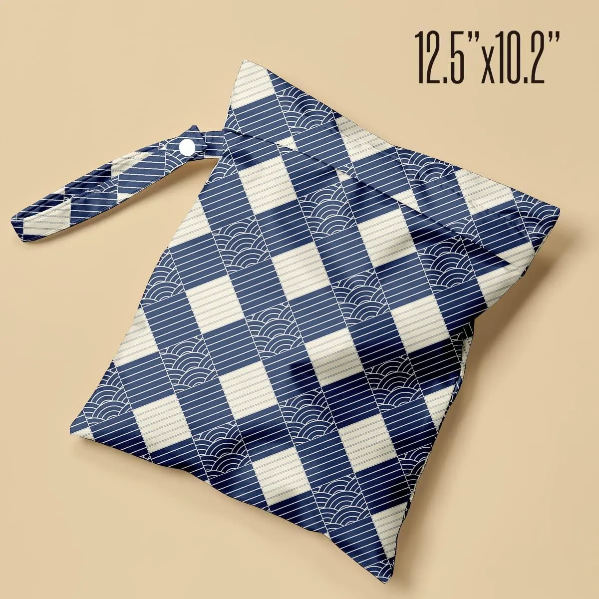 Wet Bag Waterproof Reusable Wet Dry Bag for Beach, Travel, Pool, Gym Bag for Swimsuits, Wet Clothes, Cloth Diapers, Washable Wet Bags for Baby, Ocean Waves Decor Japanese Wave Art Print