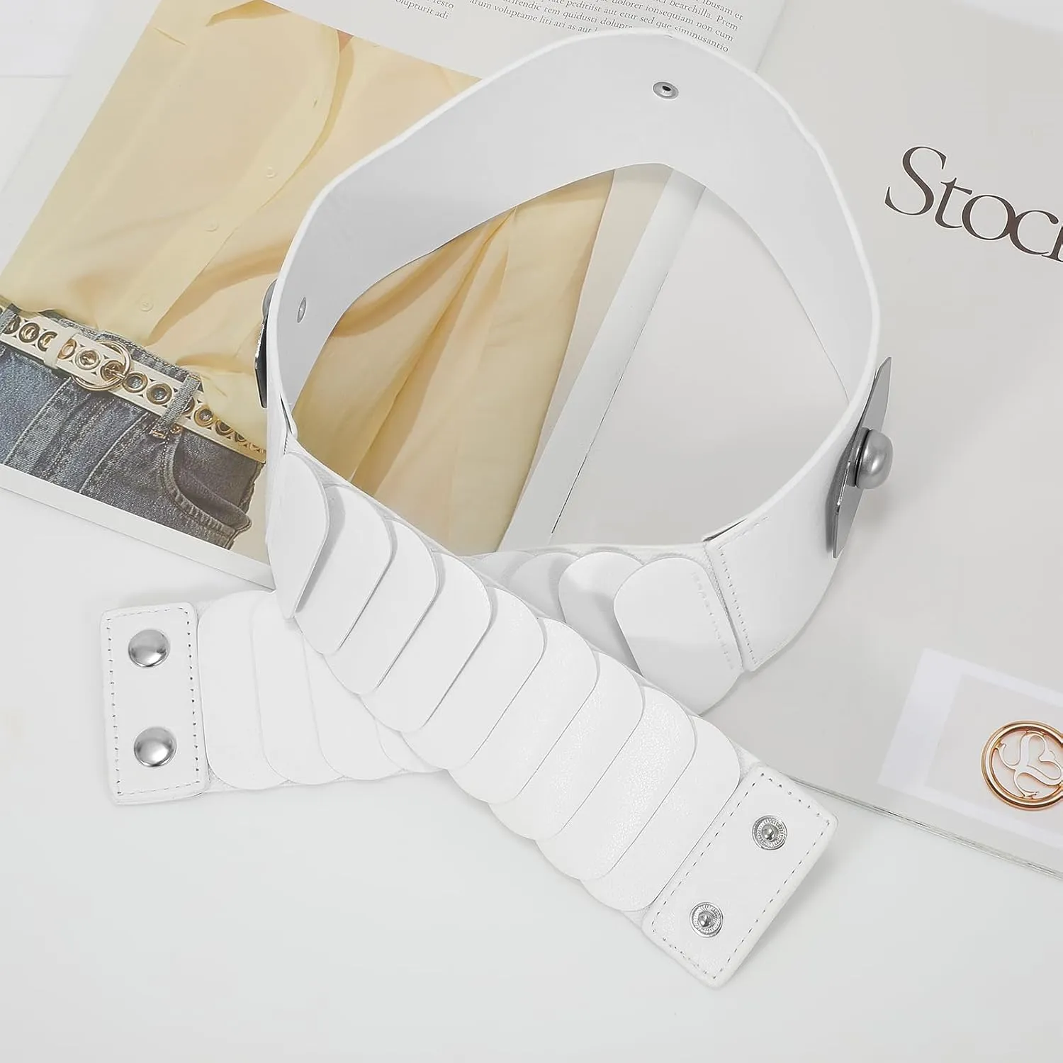 WHIPPY Women Wide Elastic Waist Belt Vintage Wide Stretch Waist Belt Fashion Retro Leather Waistband for Dresses