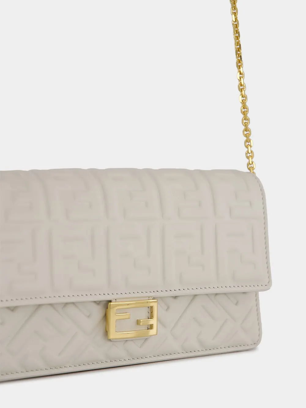 White Nappa Leather Wallet on Chain Baguette