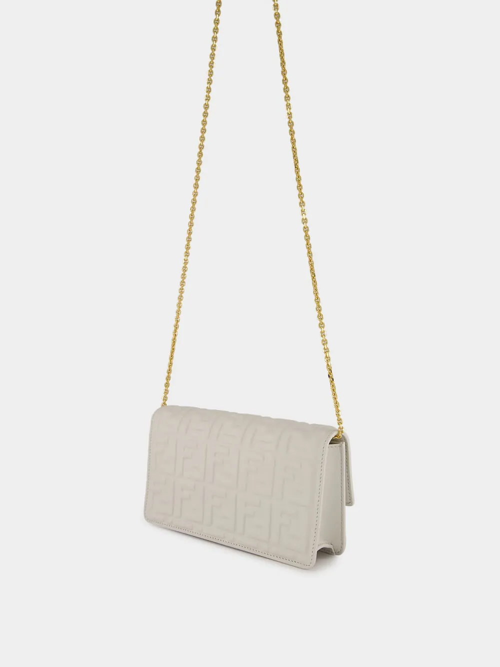 White Nappa Leather Wallet on Chain Baguette