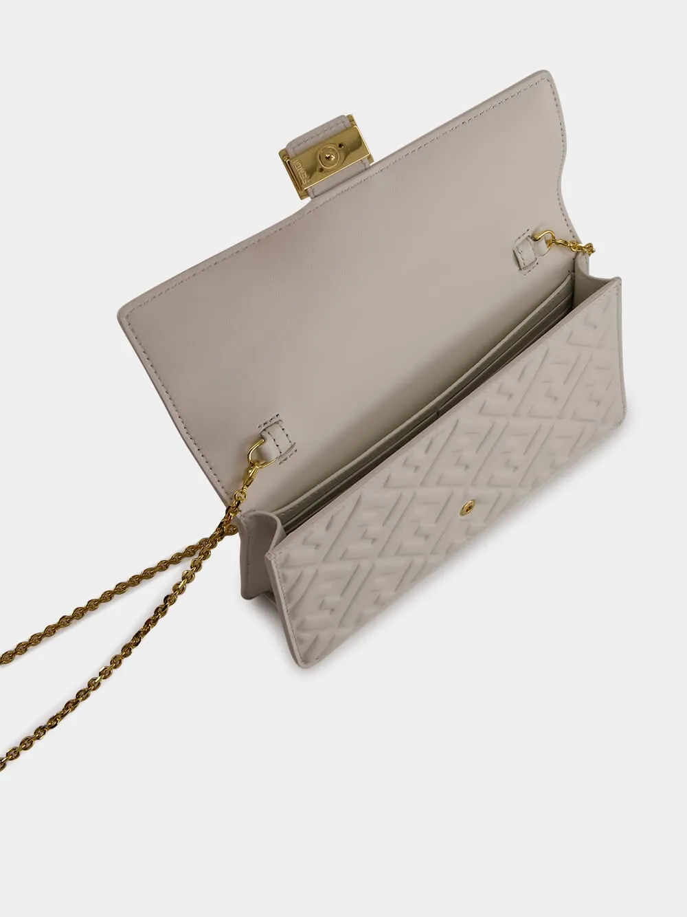 White Nappa Leather Wallet on Chain Baguette