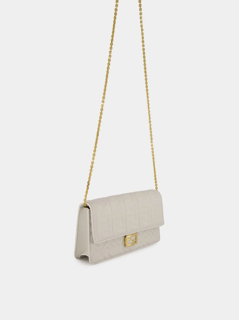 White Nappa Leather Wallet on Chain Baguette