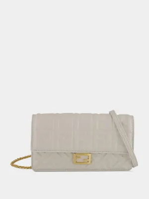White Nappa Leather Wallet on Chain Baguette