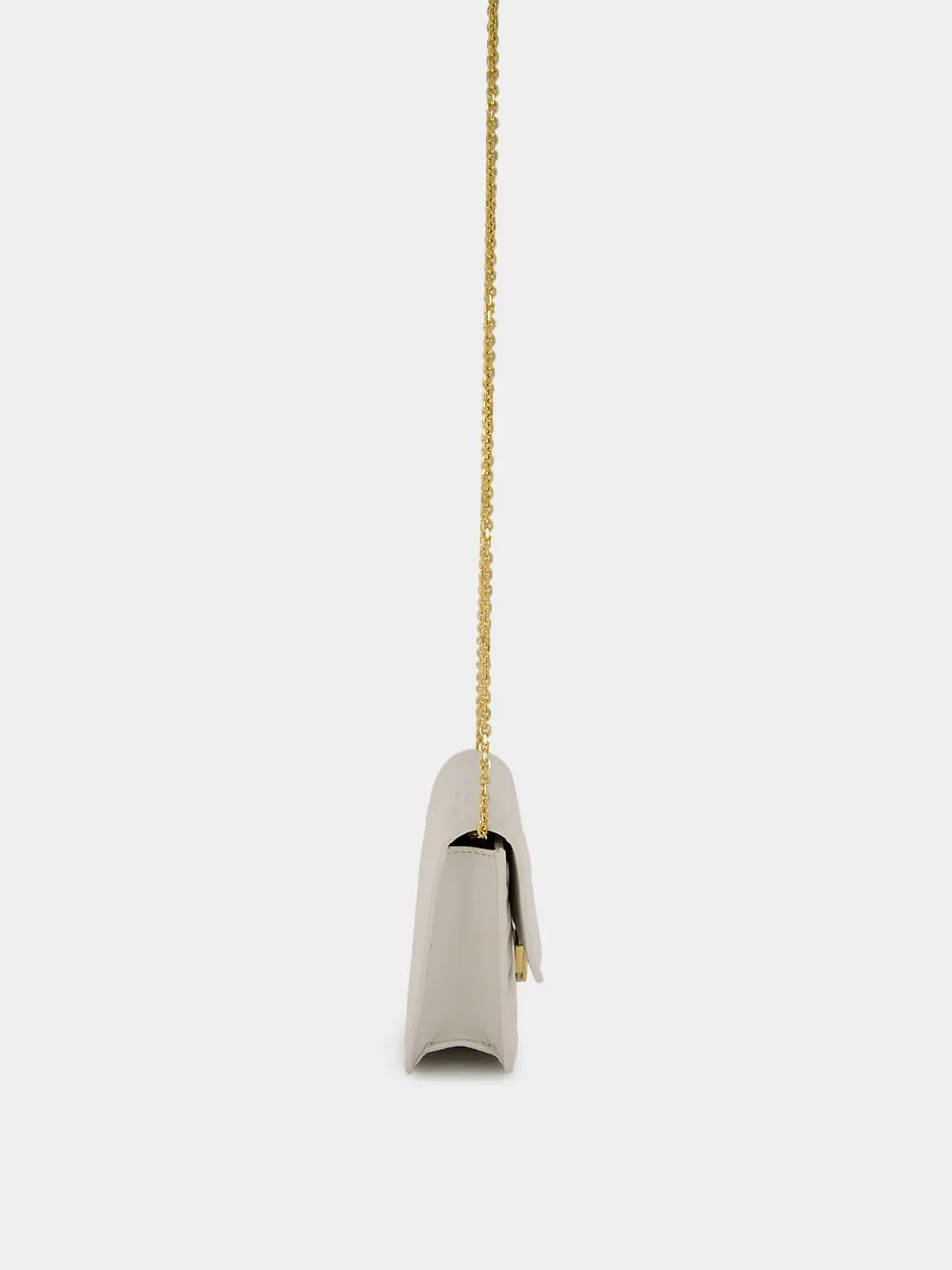 White Nappa Leather Wallet on Chain Baguette